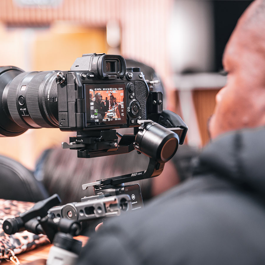 Video Operator with Camera On Gimbal